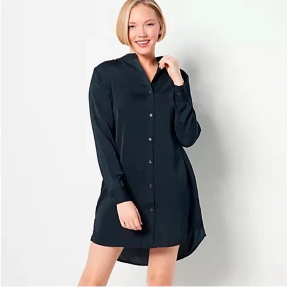 Summersalt Black Shirt Dress Cover Up Button Front Relaxed Size Small
